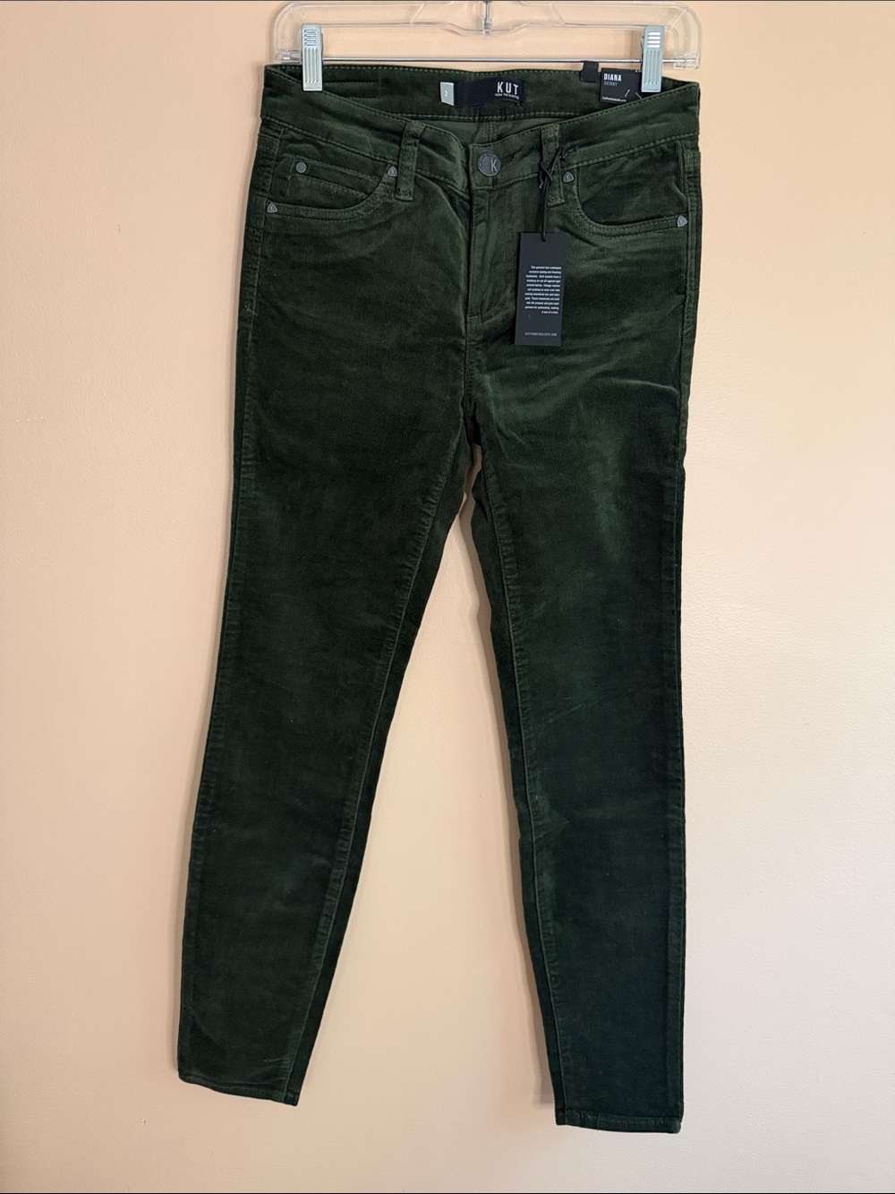 KUT from the Kloth Forest Green Corduroy Skinny Jeans